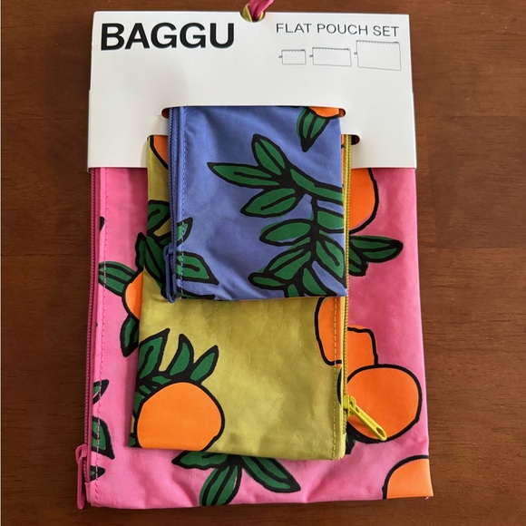 NWT BAGGU Flat Pouch Set - Orange Tree - Picture 1 of 2